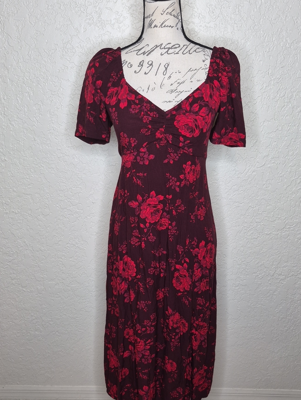 GAP Floral Puffed Sleeve Dress Red Size XS